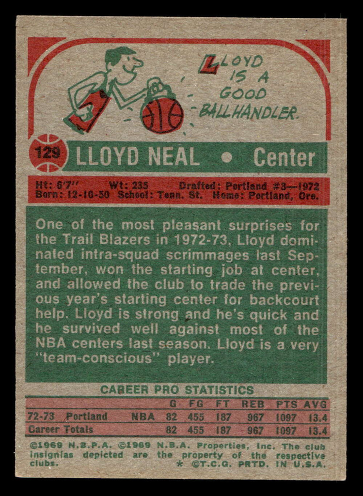 1973-74 Topps #129 Lloyd Neal Ex-Mint RC Rookie  ID: 449592