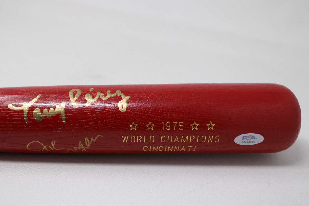 J Morgan T Perez G Foster Bat Signed Auto PSA/DNA Sticker ONLY Reds 75 World Champs