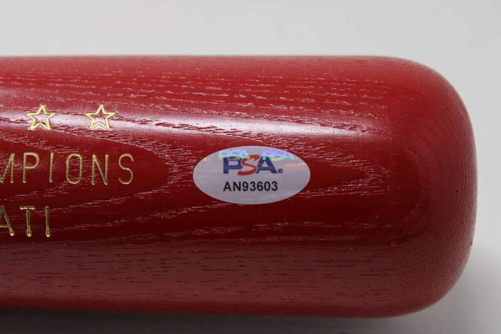 J Morgan T Perez G Foster Bat Signed Auto PSA/DNA Sticker ONLY Reds 75 World Champs