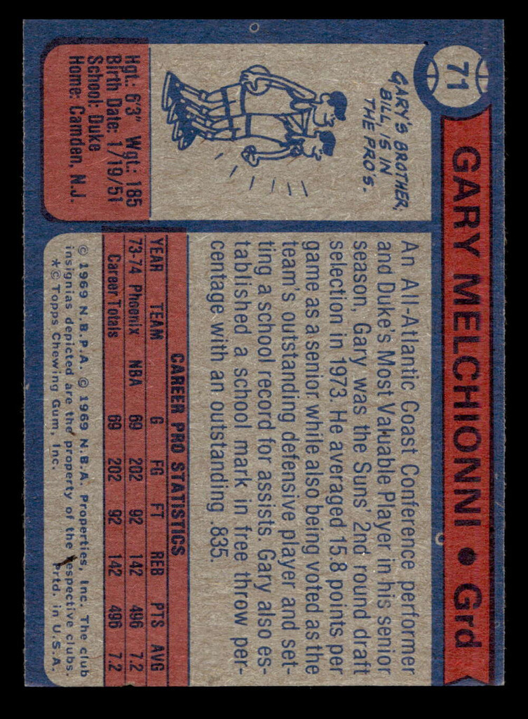 1974-75 Topps #71 Gary Melchionni Ex-Mint  ID: 450096