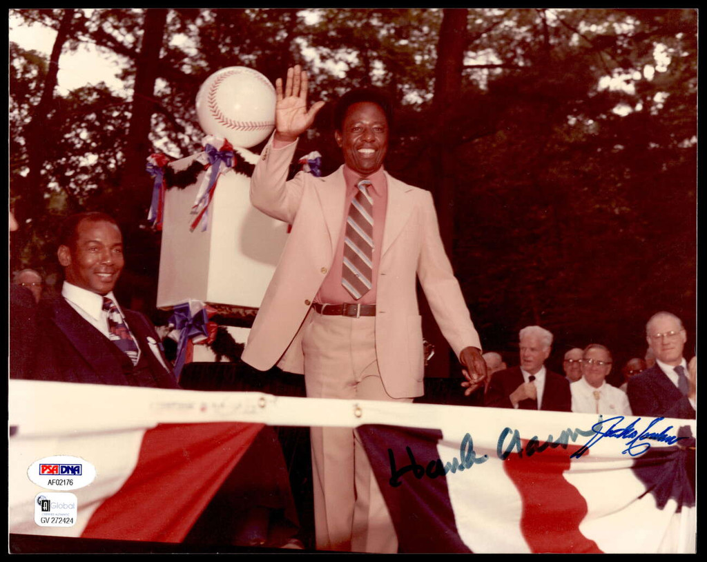 Hank Aaron Jocko Conlan 8 x 10 Photo Signed Auto PSA/DNA Authenticated Braves Umpire