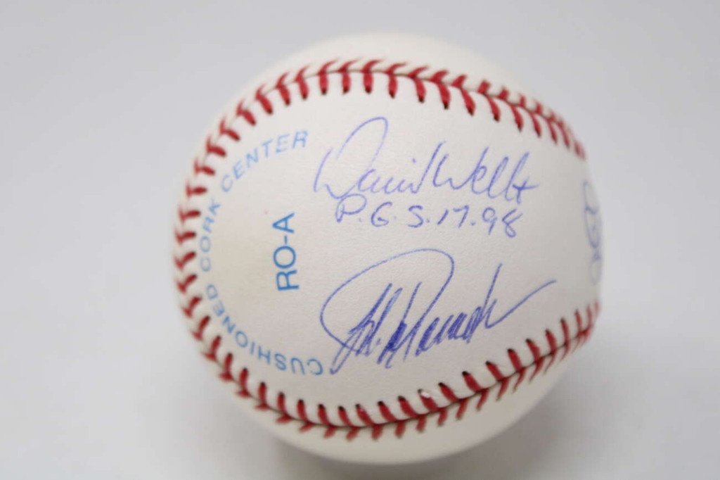 Yogi Berra Larson Cone Wells PSA/DNA Signed Auto Baseball Yankees Perfect Games