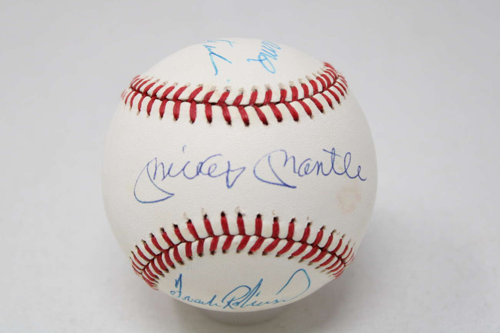 Mantle Yastrzemski Williams Robinson PSA/DNA Signed Auto Baseball Triple Crown ID: 452766
