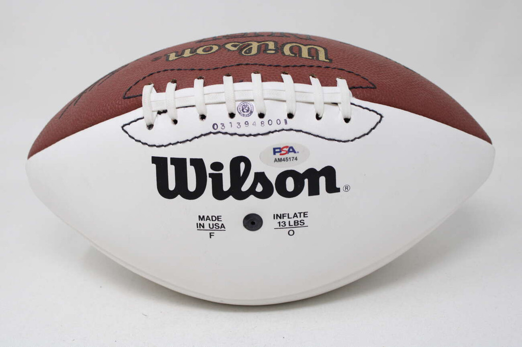 Ken Stabler Football Signed Auto PSA/DNA Raiders Wilson White Panel ID: 452973