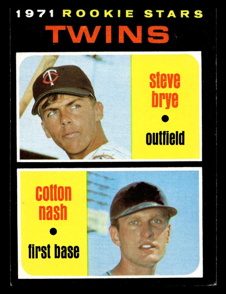 1971 Topps #391 Twins Rookies Steve Brye/Cotton Nash Ex-Mint RC Rookie  ID: 457634