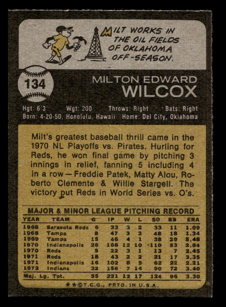1973 Topps #134 Milt Wilcox Near Mint  ID: 459452