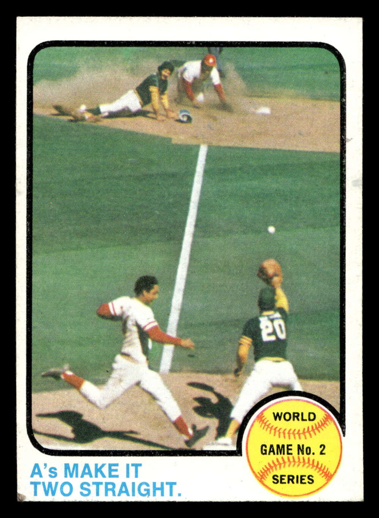 1973 Topps #204 World Series Game 2 A's Make It Two Straight. Ex-Mint  ID: 460223