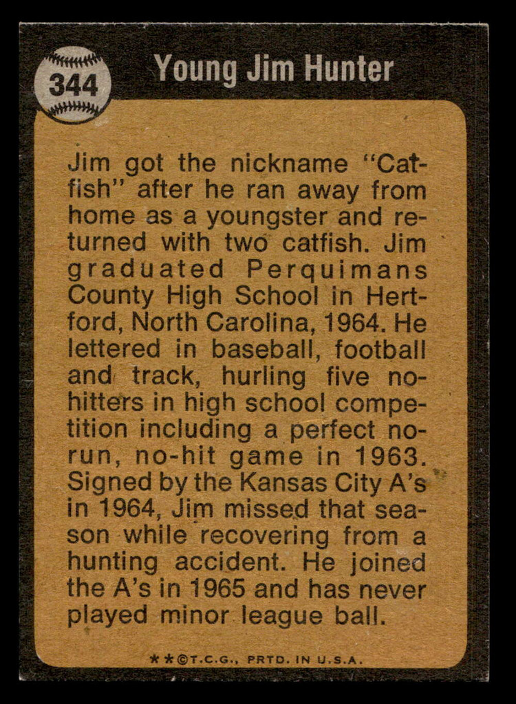 1973 Topps #344 Jim Hunter Excellent+  ID: 460408