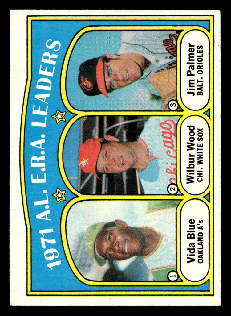 1972 Topps #92 Vida Blue/Wilbur Wood/Jim Palmer AL ERA Leaders Near Mint  ID: 462070