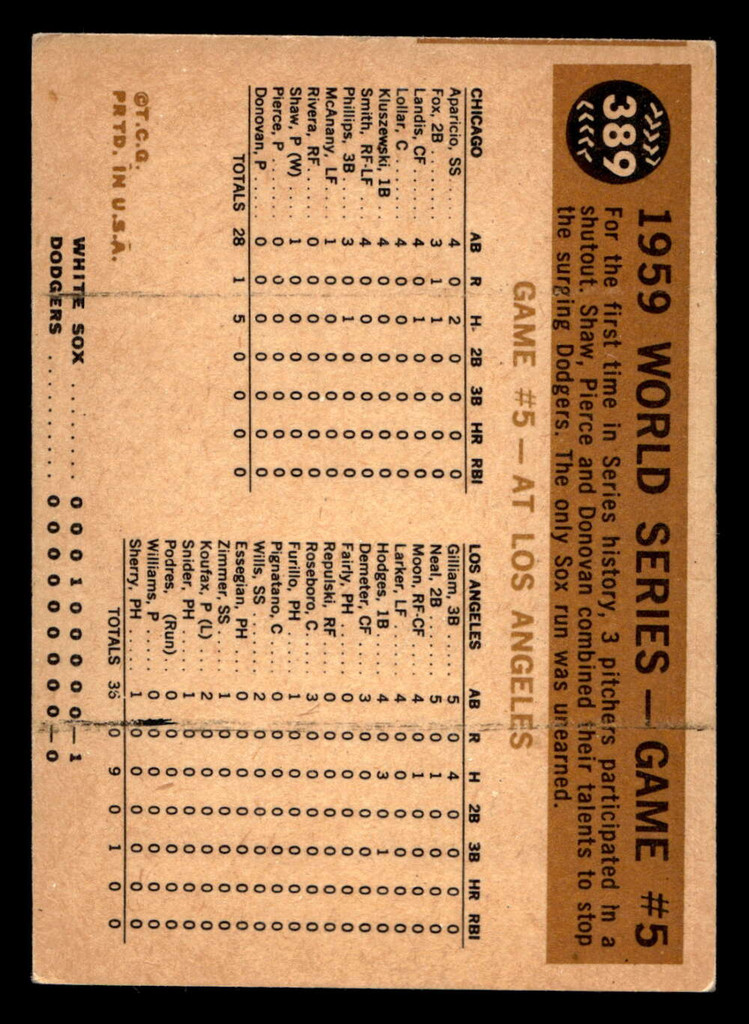 1960 Topps #389 World Series Game 5 Luis Swipes Base Excellent+  ID: 467964