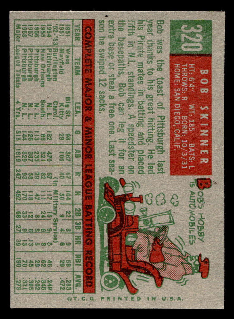 1959 Topps #320 Bob Skinner Excellent  ID: 468387