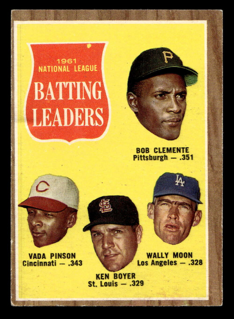 1962 Topps #52 Clemente/Pinson/Boyer/Moon N.L. Batting Leaders Very Good  ID: 469159