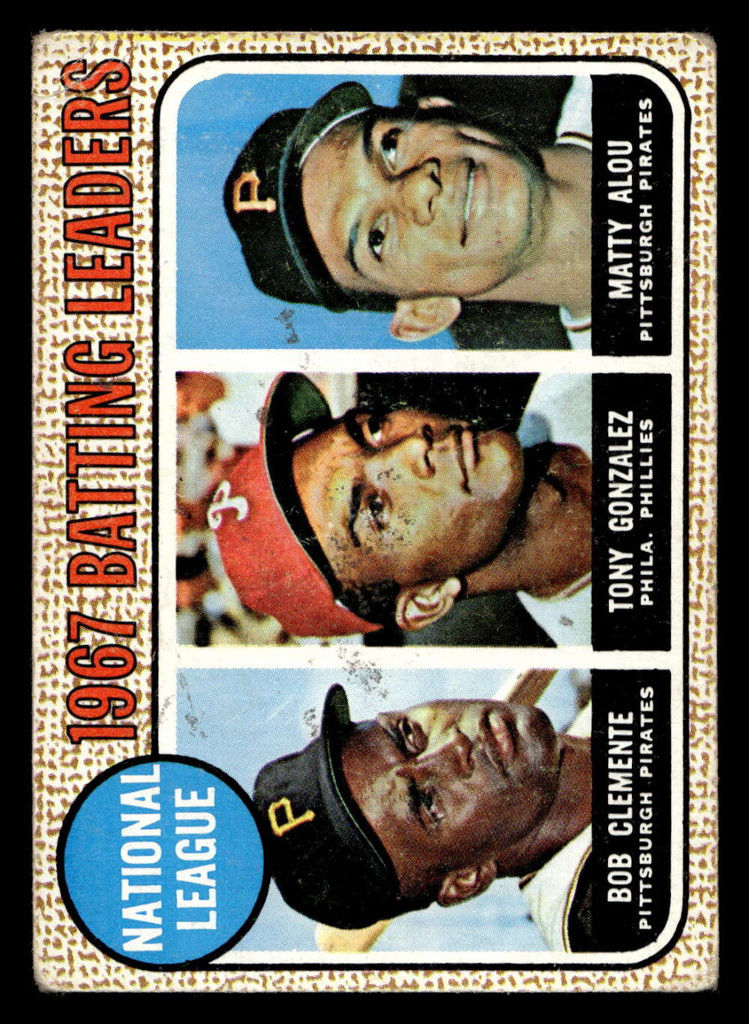 1968 Topps #1 Roberto Clemente/Tony Gonzalez/Matty Alou N.L. Batting Leaders Very Good  ID: 469246