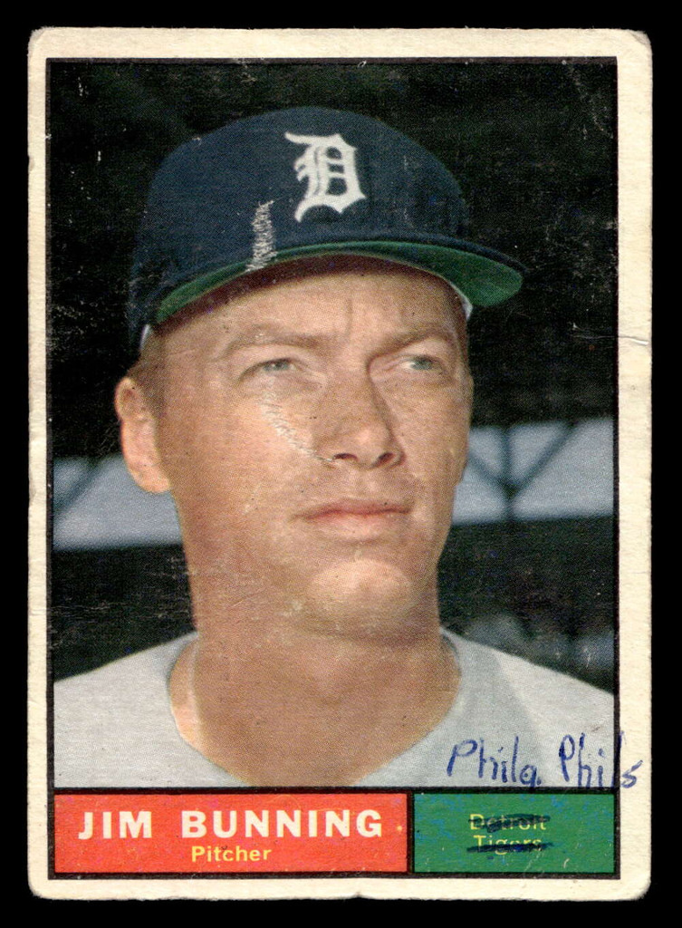 1961 Topps #490 Jim Bunning Poor Writing  ID: 470024
