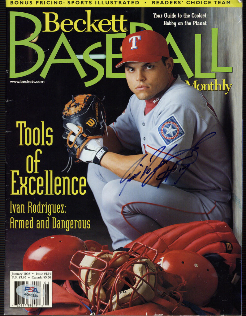 Ivan Rodriguez Beckett Magazine Jan. 1998 Signed Auto PSA/DNA Rangers