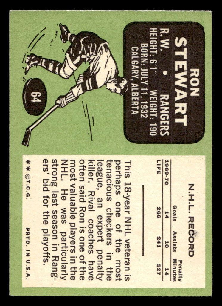 1970-71 Topps #64 Ron Stewart Excellent+  ID: 473573