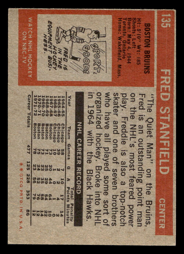 1972-73 Topps #135 Fred Stanfield Ex-Mint 