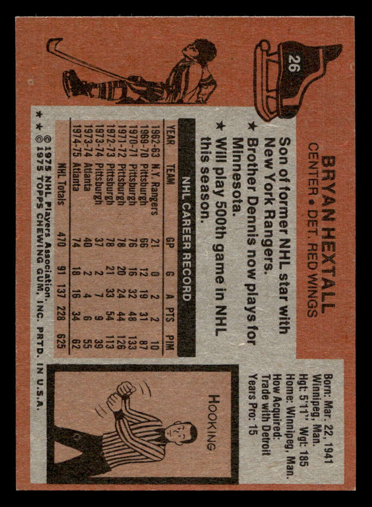 1975-76 Topps #26 Bryan Hextall Near Mint  ID: 475490