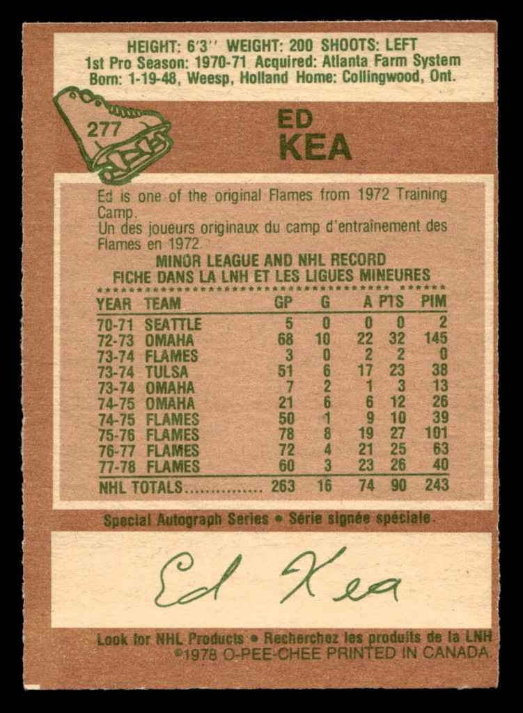 1978-79 O-Pee-Chee #277 Ed Kea Ex-Mint OPC 