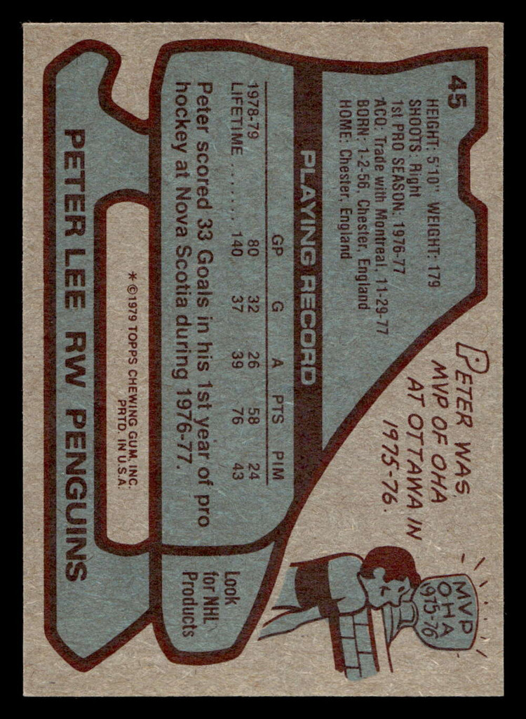 1979-80 Topps #45 Peter Lee Near Mint+  ID: 478363