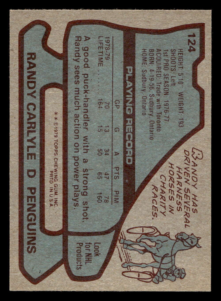 1979-80 Topps #124 Randy Carlyle Near Mint+  ID: 478535
