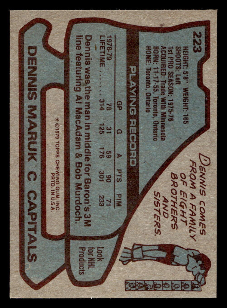 1979-80 Topps #223 Dennis Maruk Near Mint  ID: 478773