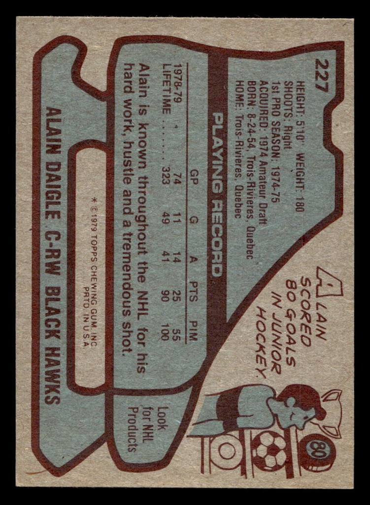 1979-80 Topps #227 Alain Daigle Near Mint  ID: 478780