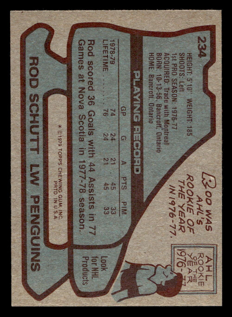 1979-80 Topps #234 Rod Schutt Near Mint+ RC Rookie  ID: 478793