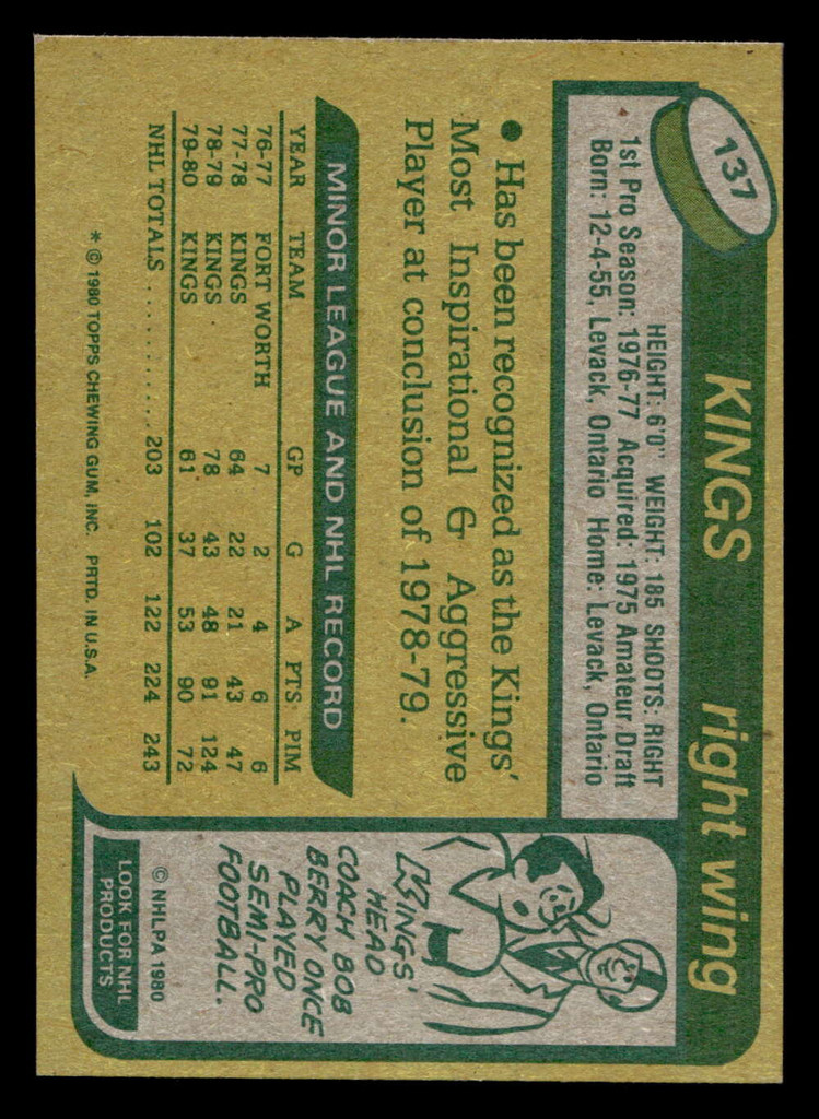 1980-81 Topps #137 Dave Taylor Near Mint  ID: 480159