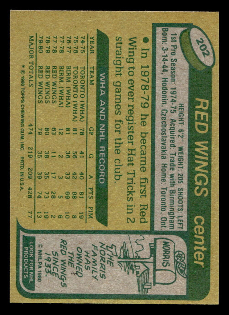 1980-81 Topps #202 Vaclav Nedomansky Near Mint  ID: 480434