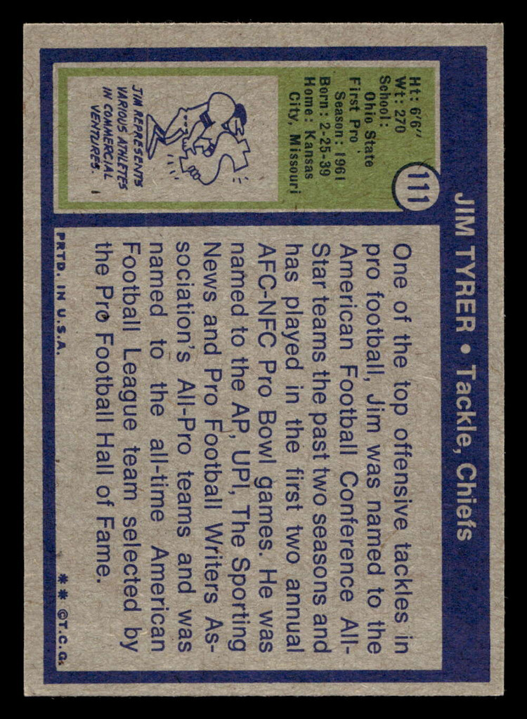 1972 Topps #111 Jim Tyrer Ex-Mint  ID: 481389