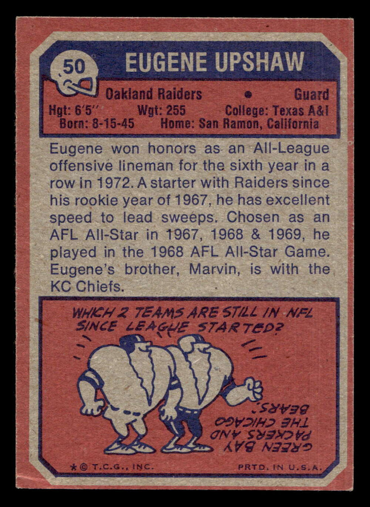 1973 Topps #50 Gene Upshaw Excellent+  ID: 482599