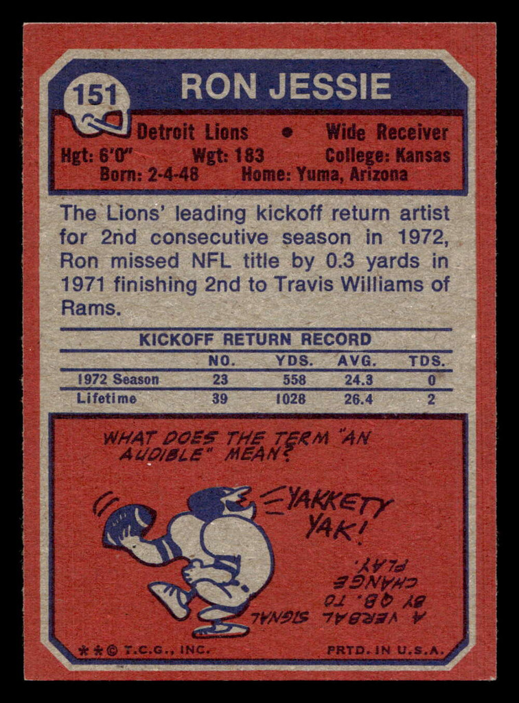 1973 Topps #151 Ron Jessie Ex-Mint RC Rookie  ID: 483049