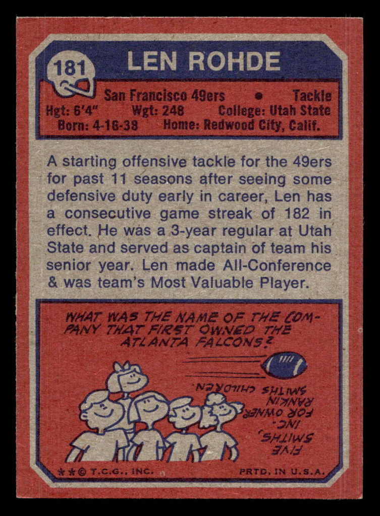 1973 Topps #181 Len Rohde Ex-Mint  ID: 483187