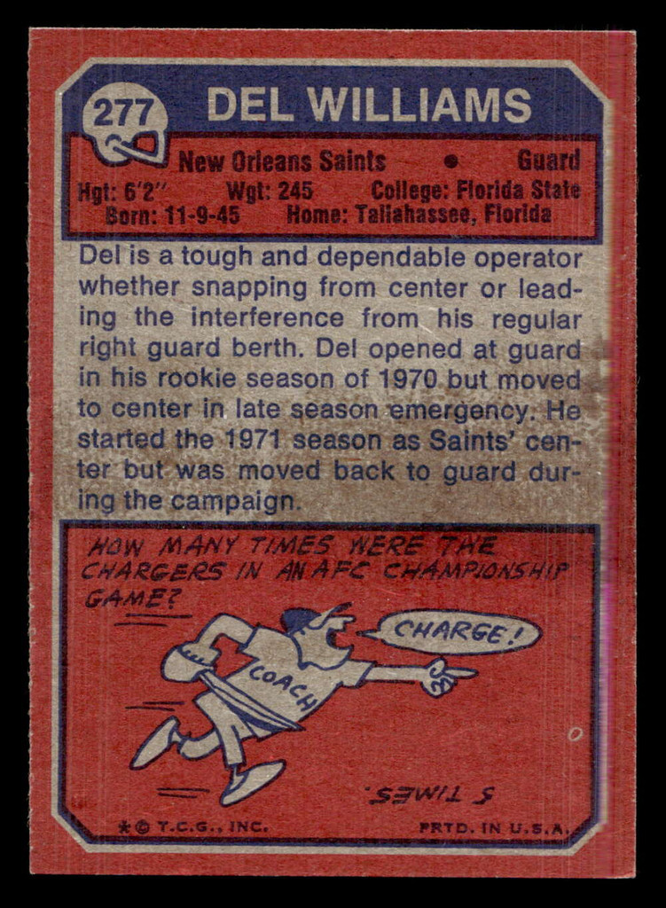 1973 Topps #277 Del Williams Near Mint  ID: 483651
