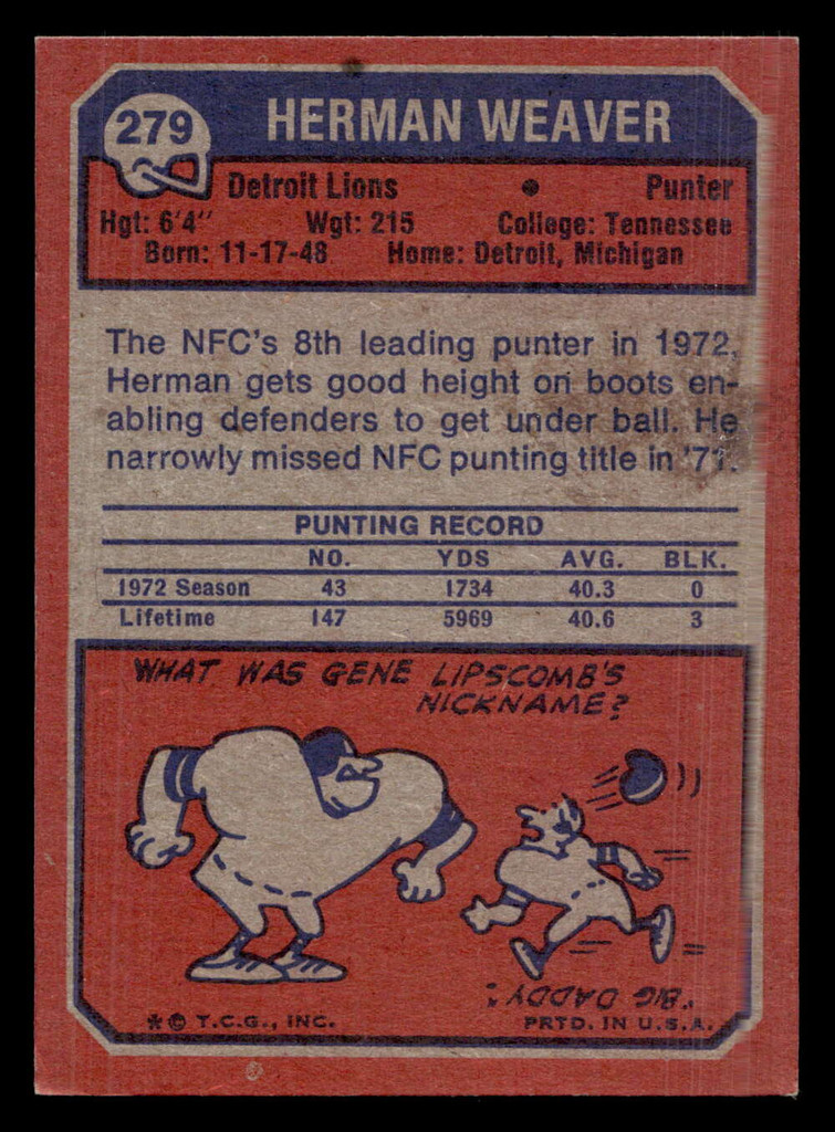 1973 Topps #279 Herman Weaver Ex-Mint 