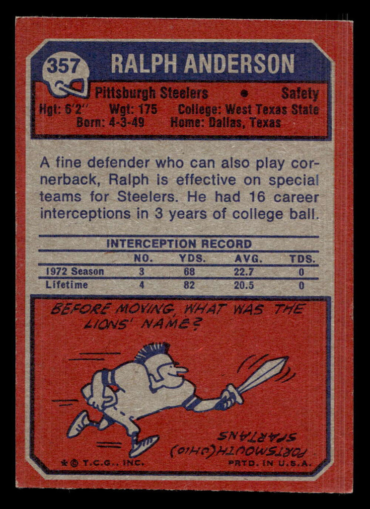 1973 Topps #357 Ralph Anderson Ex-Mint  ID: 483991