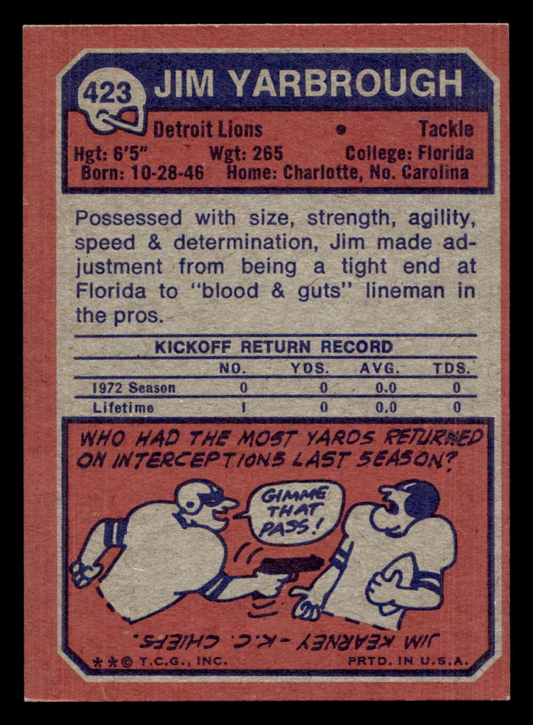 1973 Topps #423 Jim Yarbrough Near Mint  ID: 484285