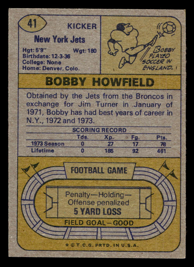 1974 Topps #41 Bobby Howfield Ex-Mint  ID: 484922