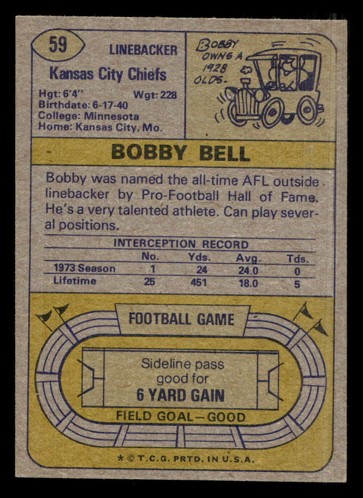 1974 Topps #59 Bobby Bell Near Mint  ID: 485001