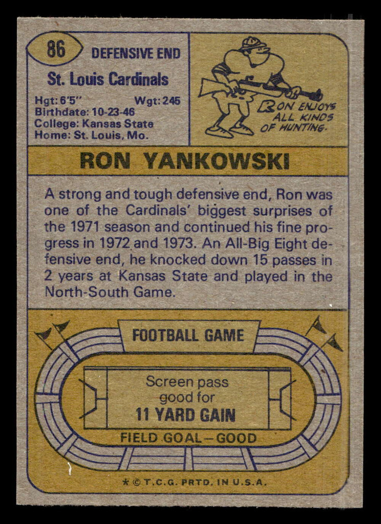 1974 Topps #86 Ron Yankowski Near Mint  ID: 485096