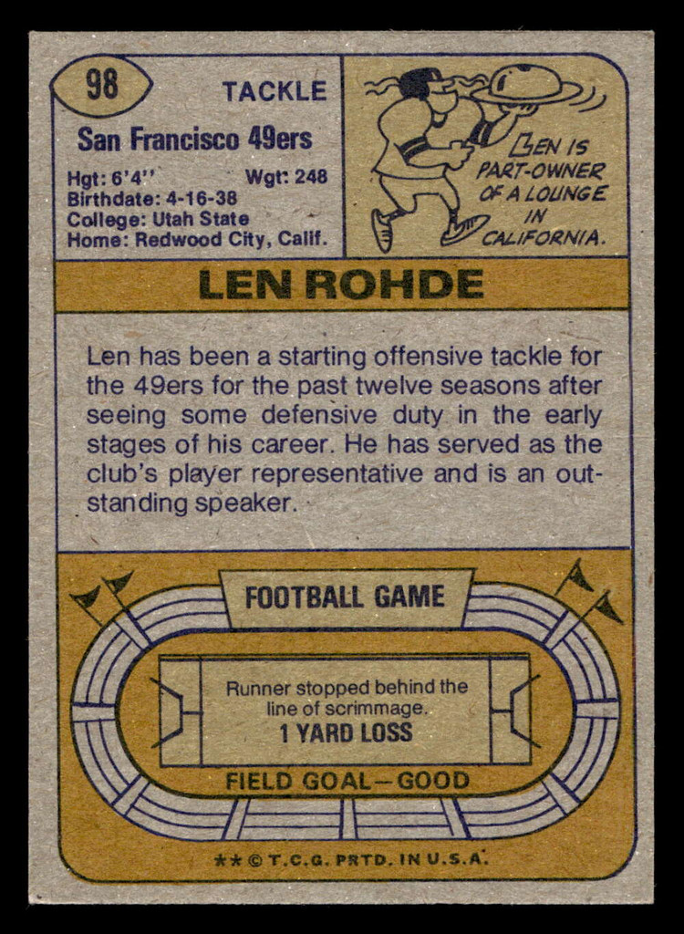 1974 Topps #98 Len Rohde Ex-Mint  ID: 485129