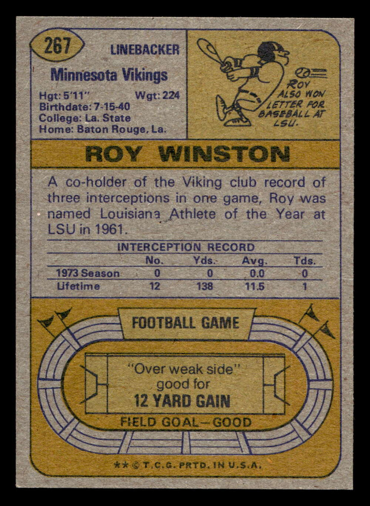 1974 Topps #267 Roy Winston Near Mint  ID: 485599