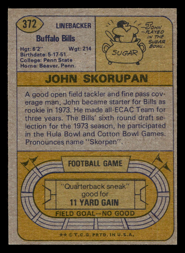 1974 Topps #372 John Skorupan Ex-Mint  ID: 485948