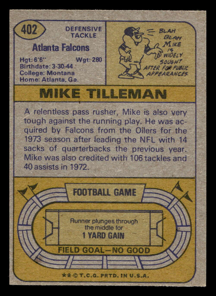 1974 Topps #402 Mike Tilleman Near Mint  ID: 486029