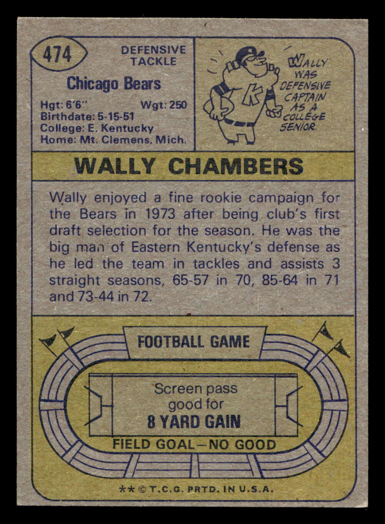 1974 Topps #474 Wally Chambers Ex-Mint RC Rookie 