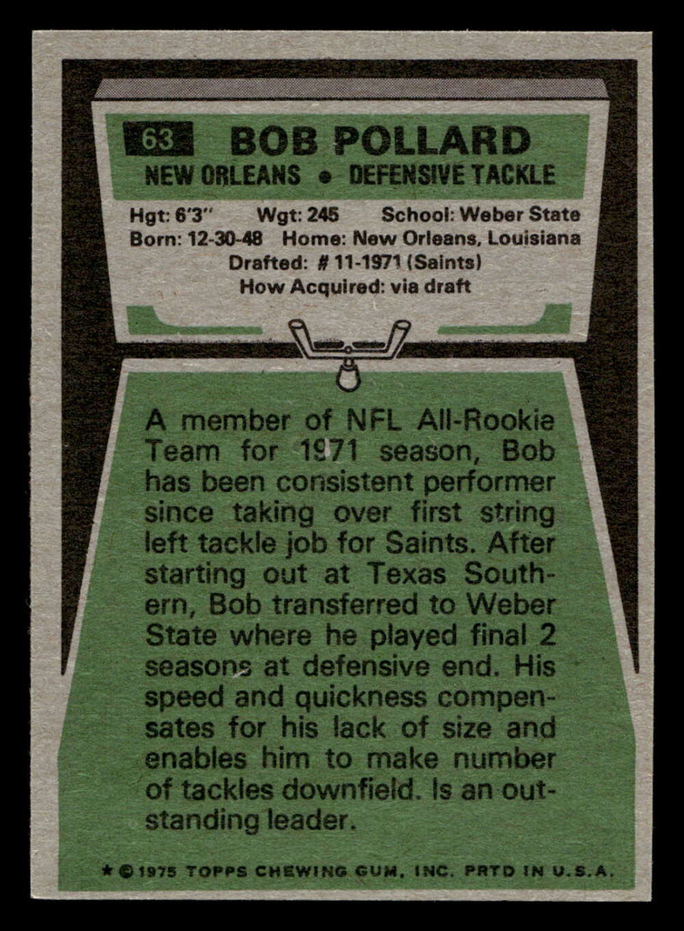 1975 Topps #63 Bob Pollard Near Mint  ID: 486536
