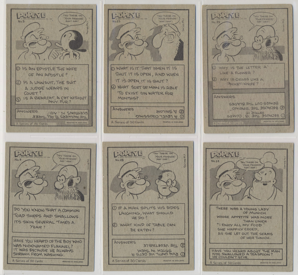 1959 Chix Confectionary (England)  Popeye  lot of 9/50  #*sku36693