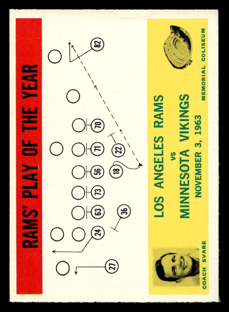 1964 Philadelphia #98 Harland Svare Rams Play of the Year Very Good  ID: 488564