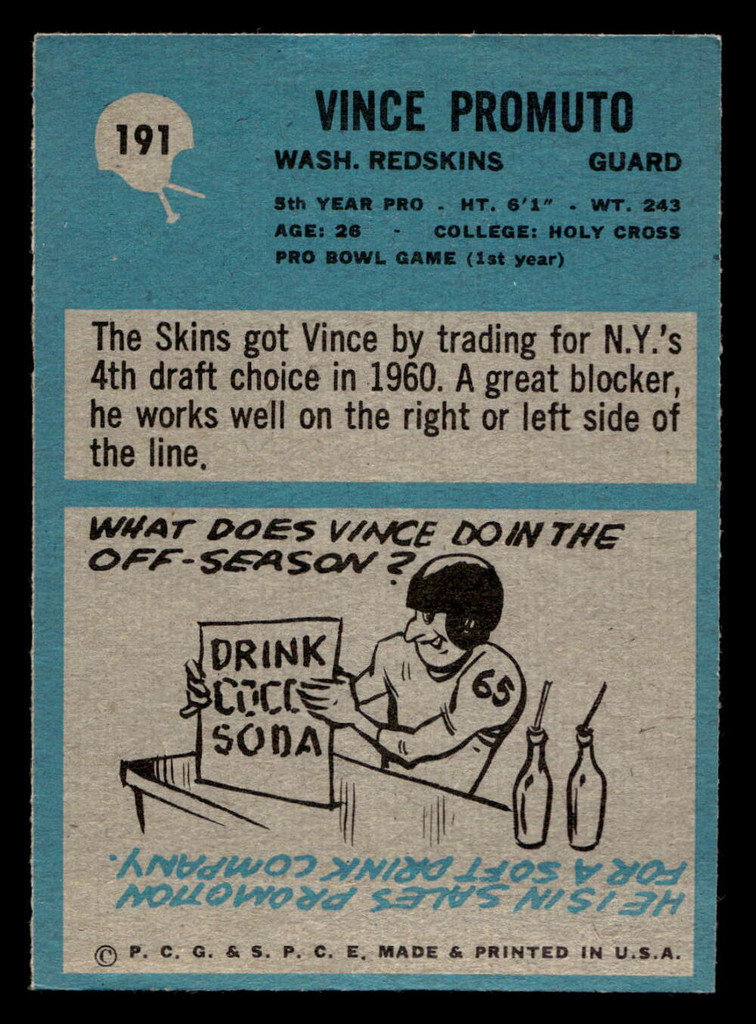 1964 Philadelphia #191 Vince Promuto Very Good  ID: 488697